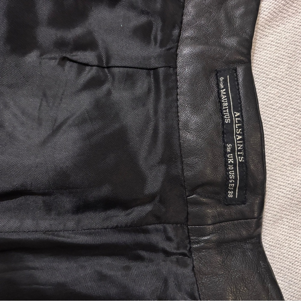 All Saints Black Leather Mini Skirt size 6. - Picture 5 of 5